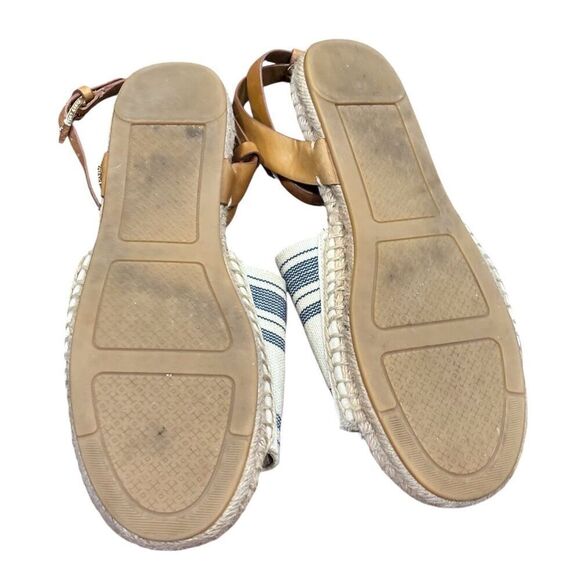 Tory Burch Awning Stripe Canvas Espadrille Sandal Size 7 - Picture 5 of 8